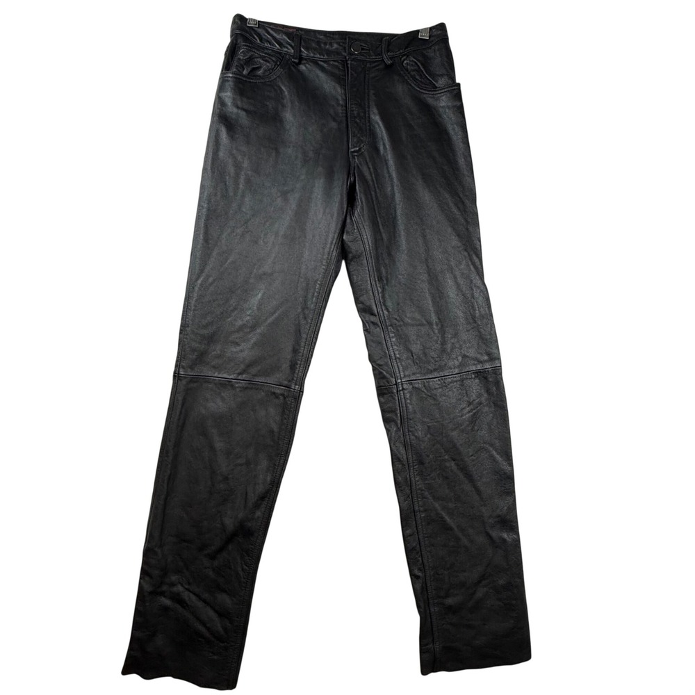 American Classics Colebrook Mens Black Leather Pants Straight Leg Size 30 Biker